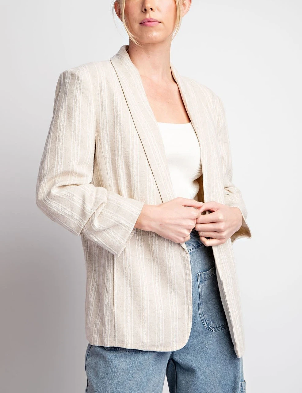 EE:Some Striped Open Front Blazer EE:Some Striped Open Front Blazer -Gustwillers Clothing Shop EE Some Striped Open Front Blazer S 1 24787.1713800203