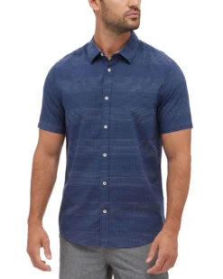 Flag & Anthem Monroe Striped Textured Shirt 3 Flag & Anthem Monroe Striped Textured Shirt -Gustwillers Clothing Shop Flag Anthem Monroe Striped Textured Shirt NAVY 1 22338.1710887349