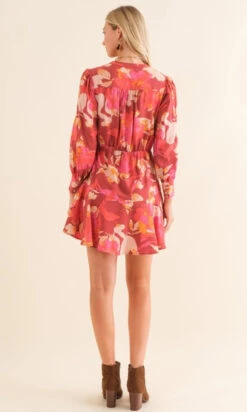 Cozy Co Floral Button Down Mini Dress 3 Cozy Co Floral Button Down Mini Dress -Gustwillers Clothing Shop Floral Button Down Mini Dress BURGUNDY 3 85689.1710520852