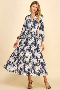 Floral Long Sleeve Maxi Dress -Gustwillers Clothing Shop Floral Long Sleeve Maxi Dress DEEPVIOL 4 17374.1710522651