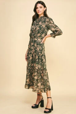 Floral Tiered Maxi Dress -Gustwillers Clothing Shop Floral Tiered Maxi Dress DKOLIVE 2 92174.1710522408
