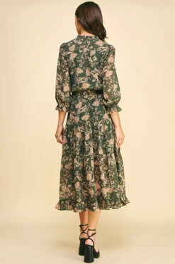 Floral Tiered Maxi Dress -Gustwillers Clothing Shop Floral Tiered Maxi Dress DKOLIVE 3 38402.1710522410