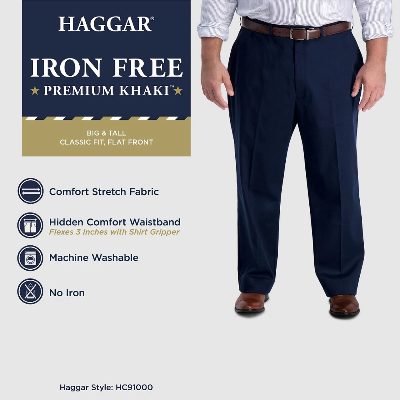 Haggar Big & Tall Flat Front Premium Stretch Khaki Haggar Big & Tall Flat Front Premium Stretch Khaki -Gustwillers Clothing Shop Haggar Big Tall Flat Front Premium Stretch Khaki DRKNAVY 4 53040.1716493609
