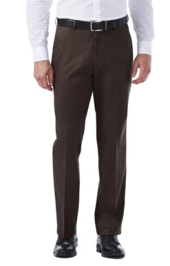 Haggar Premium No Iron Flat Front Khaki -Gustwillers Clothing Shop Haggar Premium No Iron Flat Front Khaki CHCOLATE 1 05343.1710530014