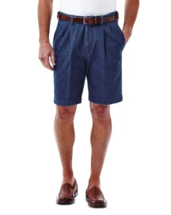 Haggar Work-to-Weekend Pleated Denim Short