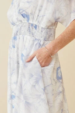 Hayden Floral Smocked Surplice Dress -Gustwillers Clothing Shop Hayden Floral Smocked Surplice Dress OFFWHITE 3 17231.1714678851