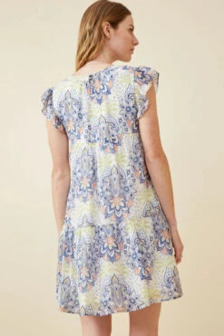 Hayden Textured Floral Mandala Print Dress -Gustwillers Clothing Shop Hayden Textured Floral Mandala Print Dress BLUE 2 95009.1714678842