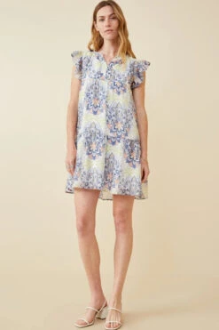 Hayden Textured Floral Mandala Print Dress -Gustwillers Clothing Shop Hayden Textured Floral Mandala Print Dress BLUE 4 52606.1714678843