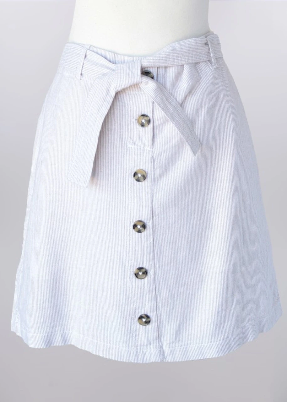 Keren Hart Button Up Tie Waist Skirt Keren Hart Button Up Tie Waist Skirt -Gustwillers Clothing Shop Keren Hart Button Up Tie Waist Skirt TAUPE 1 77055.1713797463