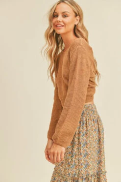 Knit Twist Back Sweater -Gustwillers Clothing Shop Knit Twist Back Sweater CAPPUCIN 2 43137.1710518058