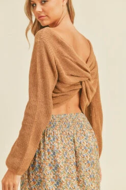 Knit Twist Back Sweater -Gustwillers Clothing Shop Knit Twist Back Sweater CAPPUCIN 3 16355.1710518059