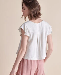 Linen Ruffle Sleeve Top -Gustwillers Clothing Shop Linen Ruffle Sleeve Top NATURAL 2 61921.1710520762