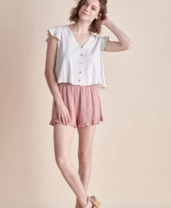 Linen Ruffle Sleeve Top -Gustwillers Clothing Shop Linen Ruffle Sleeve Top NATURAL 3 82901.1710520763