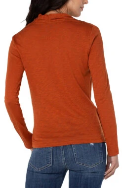 Liverpool Wrap Front Slub Knit Top -Gustwillers Clothing Shop Liverpool Wrap Front Slub Knit Top HENNA 3 59762.1711643829