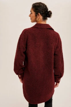 Long Sherpa Shacket 3 Long Sherpa Shacket -Gustwillers Clothing Shop Long Sherpa Shacket MERLOT 3 97209.1710520214