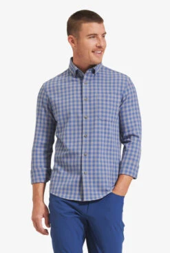 Mizzen And Main Blue City Flannel Shirt 4 Mizzen And Main Blue City Flannel Shirt -Gustwillers Clothing Shop Mizzen and Main Blue City Flannel Shirt BLUE 1 56623.1711486702