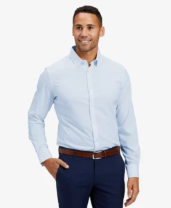 Mizzen And Main Solid Light Blue Dress Shirt -Gustwillers Clothing Shop Mizzen and Main Solid Light Blue Dress Shirt LIGHTBLU 1 08177.1711486655