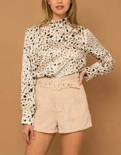 Mock Neck Abstract Print Top 2 Mock Neck Abstract Print Top -Gustwillers Clothing Shop Mock Neck Abstract Print Top TAUPE 1 20116.1711565695