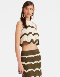 Chevron Top Solid Camouflage In Knit Chevron -Gustwillers Clothing Shop PUL0145KNI084VA255 WH03 2