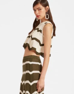 Chevron Top Solid Camouflage In Knit Chevron -Gustwillers Clothing Shop PUL0145KNI084VA255 WH03 3