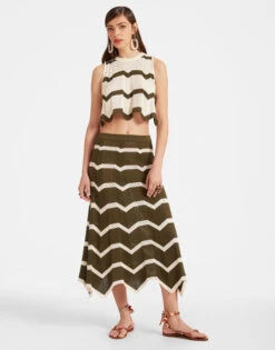 Chevron Top Solid Camouflage In Knit Chevron -Gustwillers Clothing Shop PUL0145KNI084VA255 WH03 4