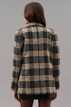 Plaid Menswear Blazer -Gustwillers Clothing Shop Plaid Menswear Blazer BLACK 2 83803.1710524146