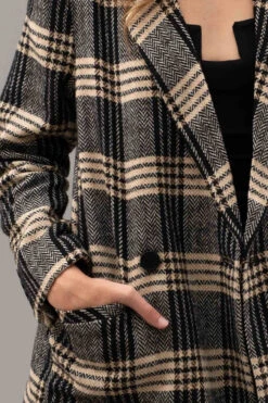 Plaid Menswear Blazer -Gustwillers Clothing Shop Plaid Menswear Blazer BLACK 4 84560.1710524150