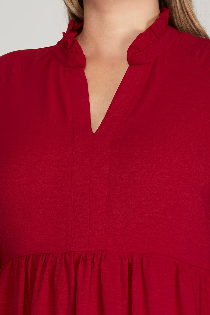 Plus Notched Neck Tiered Dress Plus Notched Neck Tiered Dress -Gustwillers Clothing Shop Plus Notched Neck Tiered Dress S 2 58759.1710521170