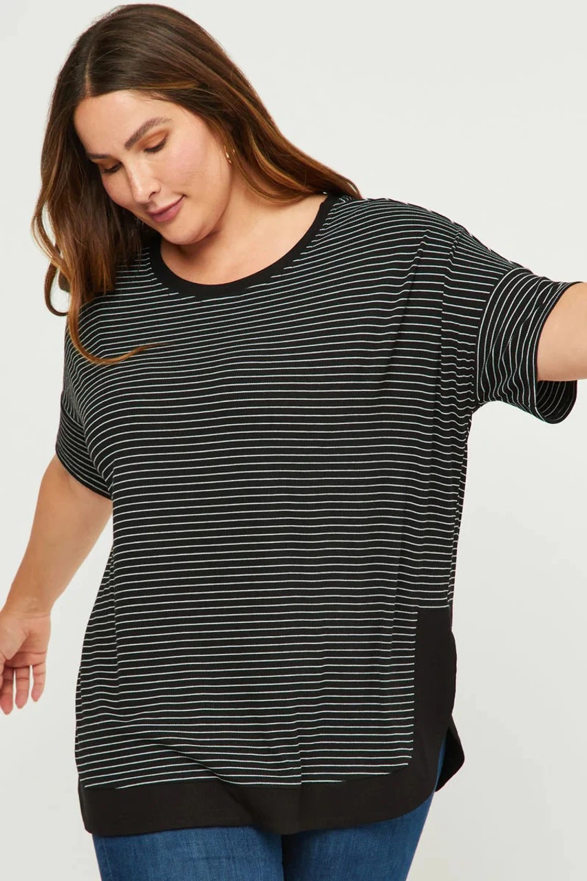Plus Ribbed Stripe Top Plus Ribbed Stripe Top -Gustwillers Clothing Shop Plus Ribbed Stripe Top BLACK 2 21555.1710517845