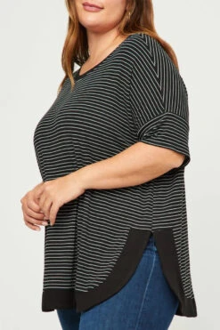 Plus Ribbed Stripe Top