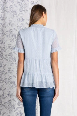 Polagram Swiss Dot Tiered Blouse -Gustwillers Clothing Shop Polagram Swiss Dot Tiered Blouse LTBLUE 3 51143.1711641296