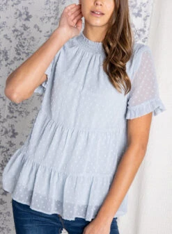 Polagram Swiss Dot Tiered Blouse