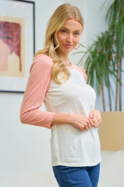 Puff Sleeve Baseball Tee -Gustwillers Clothing Shop Puff Sleeve Baseball Tee WTCORAL 2 13569.1711550082