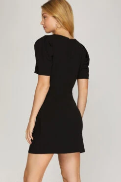 Puff Sleeve Dress 3 Puff Sleeve Dress -Gustwillers Clothing Shop Puff Sleeve Dress BLACK 2 56926.1710522699
