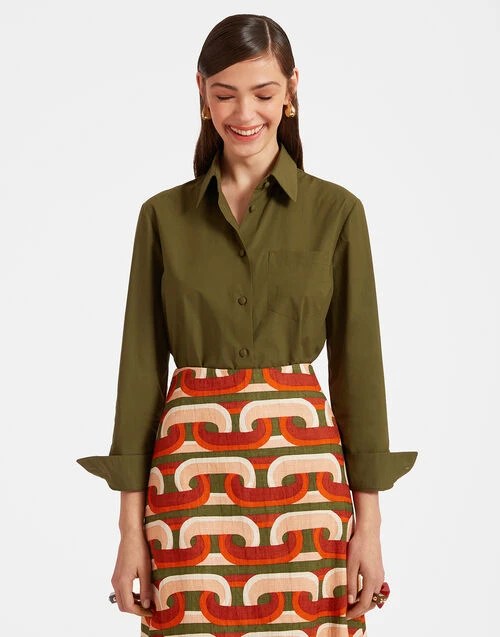 Boy Shirt Solid Camouflage in Crisp Poplin Boy Shirt Solid Camouflage In Crisp Poplin -Gustwillers Clothing Shop SHI0001COT043SOLID GR08 0