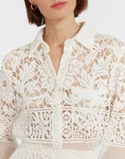 Boy Shirt White In Cotton Lace -Gustwillers Clothing Shop SHI0001EMB028SOLID WH01 4