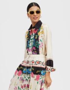 Boy Shirt Plaza Placée Ivory In Silk Twill