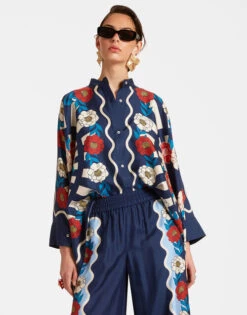 Foulard Shirt Whitsun Placée Blue In Silk Twill -Gustwillers Clothing Shop SHI0059SIL006FSK03 BU03 2