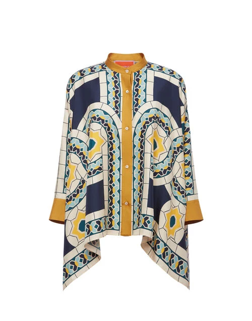 Foulard Shirt Mudejar Placée Blue in Silk Twill Foulard Shirt Mudejar Placée Blue In Silk Twill -Gustwillers Clothing Shop SHI0059SIL006MUD01 BU03 5