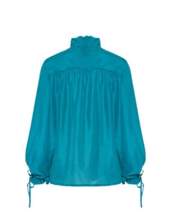 Shirt And Sassy Solid Blue Petrol In Washed Silk 5 Shirt And Sassy Solid Blue Petrol In Washed Silk -Gustwillers Clothing Shop SHI0061SIL016SOLID BU05 6