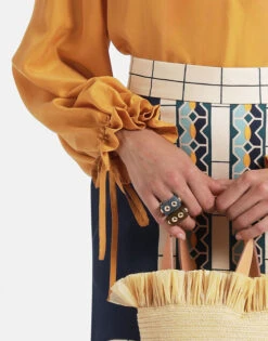 Shirt And Sassy Solid Gold In Washed Silk -Gustwillers Clothing Shop SHI0061SIL016SOLID YE05