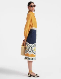 Shirt And Sassy Solid Gold In Washed Silk -Gustwillers Clothing Shop SHI0061SIL016SOLID YE05 3