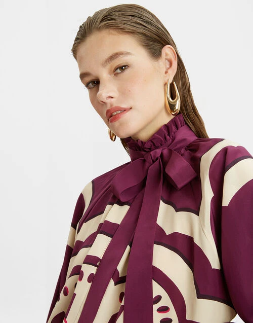 Cerere Blouse Fans Placée Purple in Crepe De Chine Cerere Blouse Fans Placée Purple In Crepe De Chine -Gustwillers Clothing Shop SHI0086CRE002FAN03 PU01 2