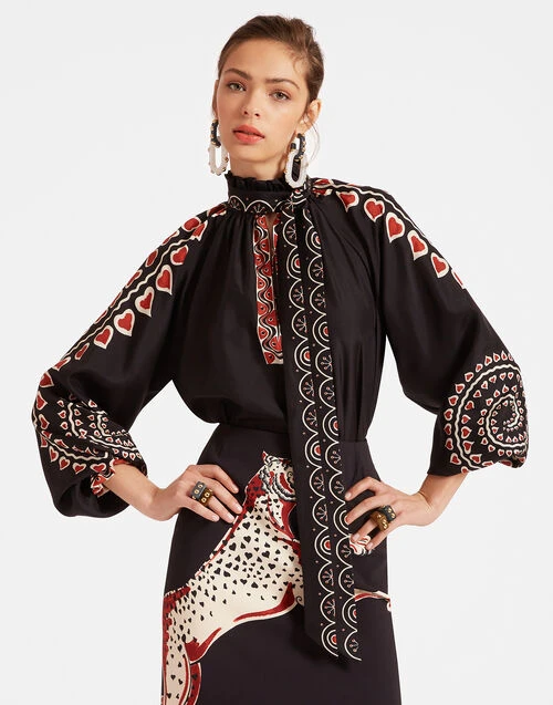 Cerere Blouse Gattopardo Placée Black in Silk Voile Cerere Blouse Gattopardo Placée Black In Silk Voile -Gustwillers Clothing Shop SHI0086SIL009GAT01 BL01 5