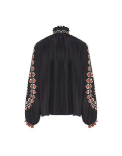 Cerere Blouse Gattopardo Placée Black In Silk Voile 8 Cerere Blouse Gattopardo Placée Black In Silk Voile -Gustwillers Clothing Shop SHI0086SIL009GAT01 BL01 8