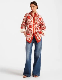 Better Than Your Boyfriend's Shirt Dragonflower Placée Red In Summer Poplin -Gustwillers Clothing Shop SHI0092COT039DRE05 RE01 2