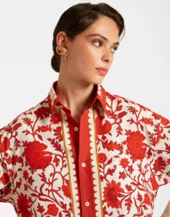 Better Than Your Boyfriend's Shirt Dragonflower Placée Red In Summer Poplin -Gustwillers Clothing Shop SHI0092COT039DRE05 RE01 4