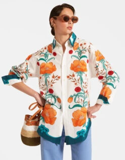 Better Than Your Boyfriend's Shirt Morpheus Placée Orange In Summer Poplin