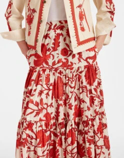 Big Skirt Dragonflower Red In Silk Voile -Gustwillers Clothing Shop SKI0001SIL010DRE01 RE01 2