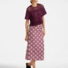 Pencil Skirt Fans Purple In Shot Cotton